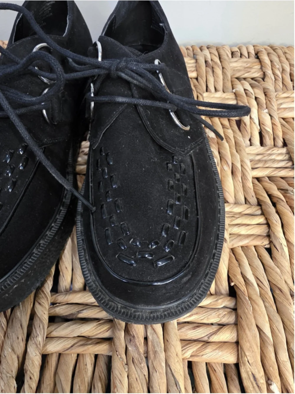 Mudd Black Patent Leather Platform Sz 6 M Chunky Textured Lace Up Solid Y2K Goth